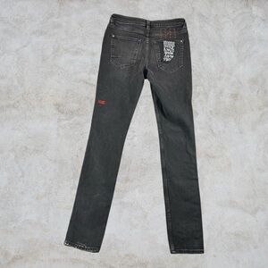 Ksubi Jeans Mens 30x32 Black Skinny Slim Fit Embroidered Distressed Hip Hop Tags